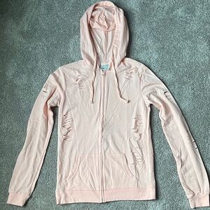 Vintage Pink Zip-Up Hoodie